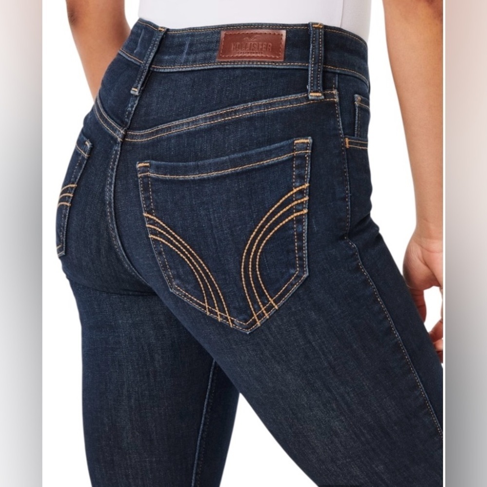 NWT Hollister‎ High Rise Flare Dark Blue Wash Women's Jeans